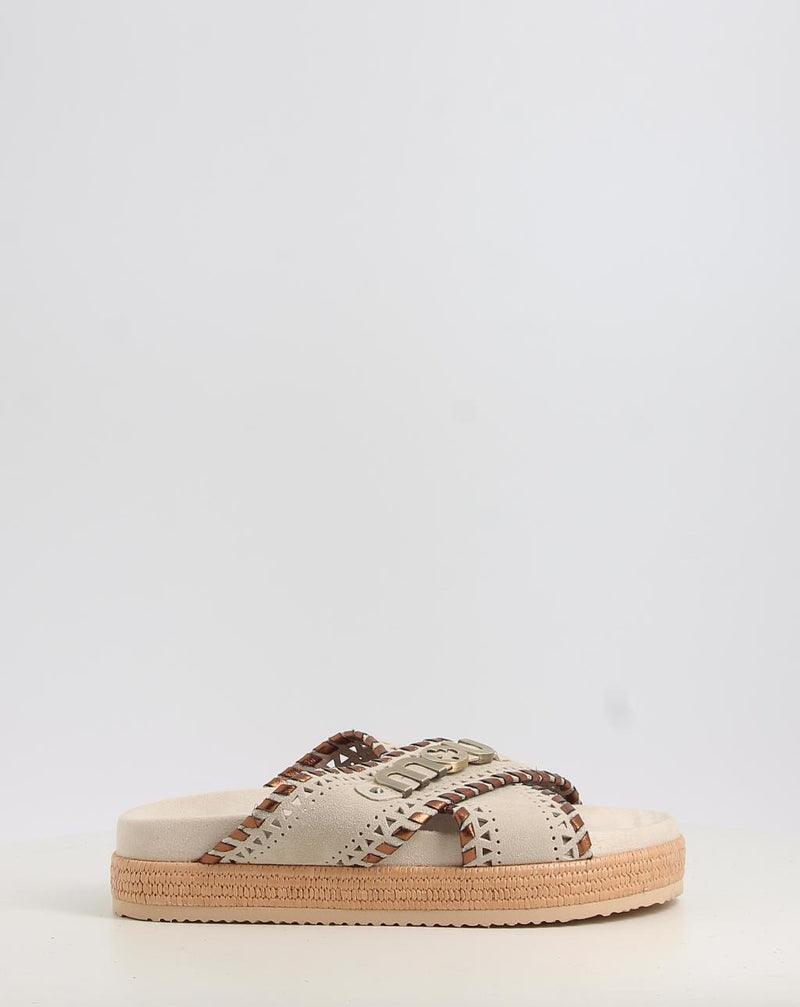 Sandálias MOU CRISS-CROSS SANDAL MET.STITCH bege