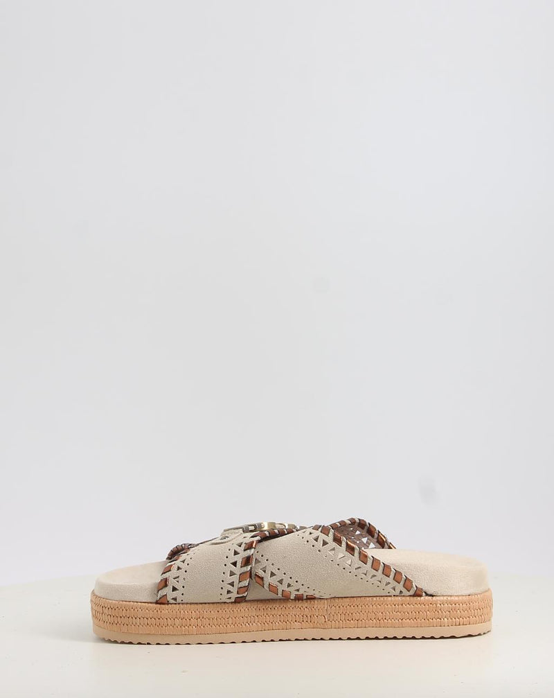 Sandálias MOU CRISS-CROSS SANDAL MET.STITCH bege