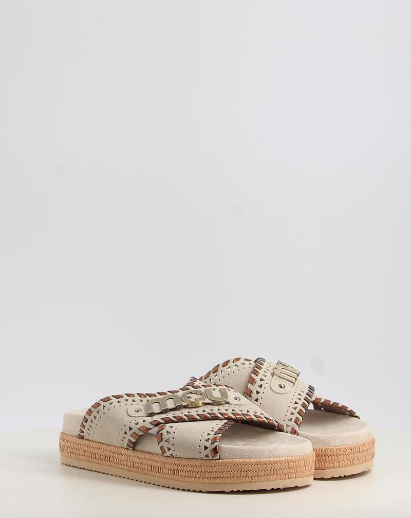 Sandálias MOU CRISS-CROSS SANDAL MET.STITCH bege