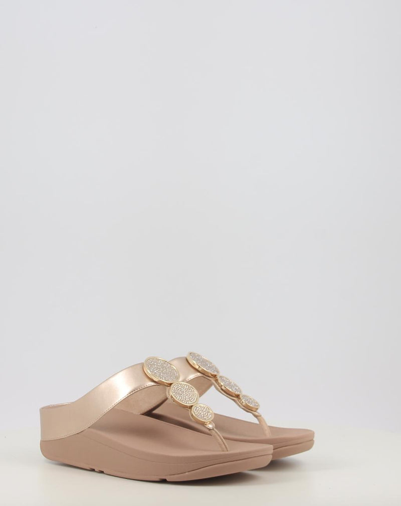 Sandálias FITFLOP HALO BEAD-CIRCLE METALLIC TOE-POST SANDALS metalizado