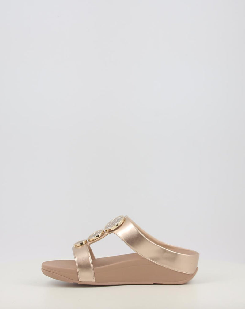 Sandálias FITFLOP HALO BEAD-CIRCLE METALLIC TOE-POST SANDALS metalizado