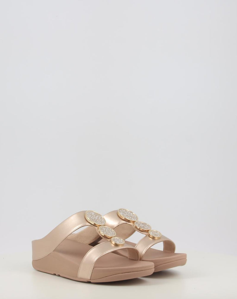 Sandálias FITFLOP HALO BEAD-CIRCLE METALLIC TOE-POST SANDALS metalizado