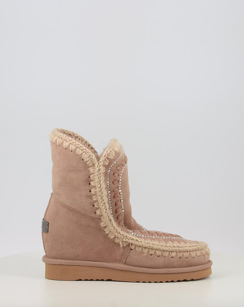 Botas MOU ESKIMO INNER WEDGE SHORT STRAS bege