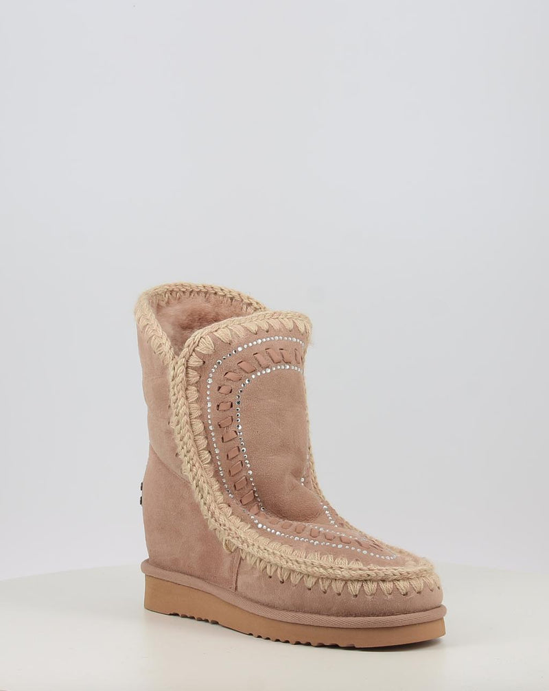 Botas MOU ESKIMO INNER WEDGE SHORT STRAS bege