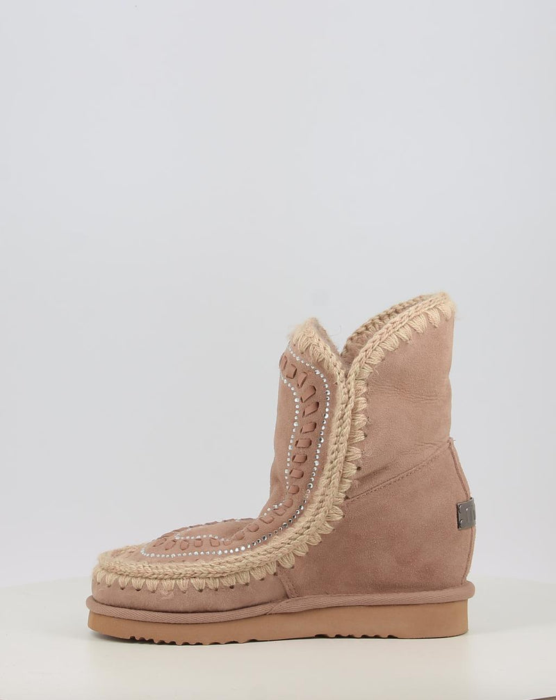 Botas MOU ESKIMO INNER WEDGE SHORT STRAS bege