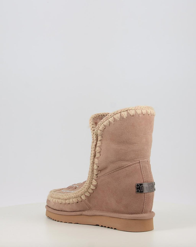 Botas MOU ESKIMO INNER WEDGE SHORT STRAS bege